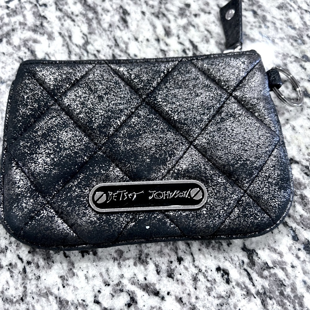 Betsy Johnson grey/ silver & black pouch